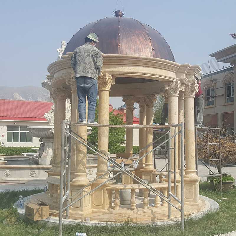 歐式大理石涼亭，石雕柱子亭子，石材景觀涼亭