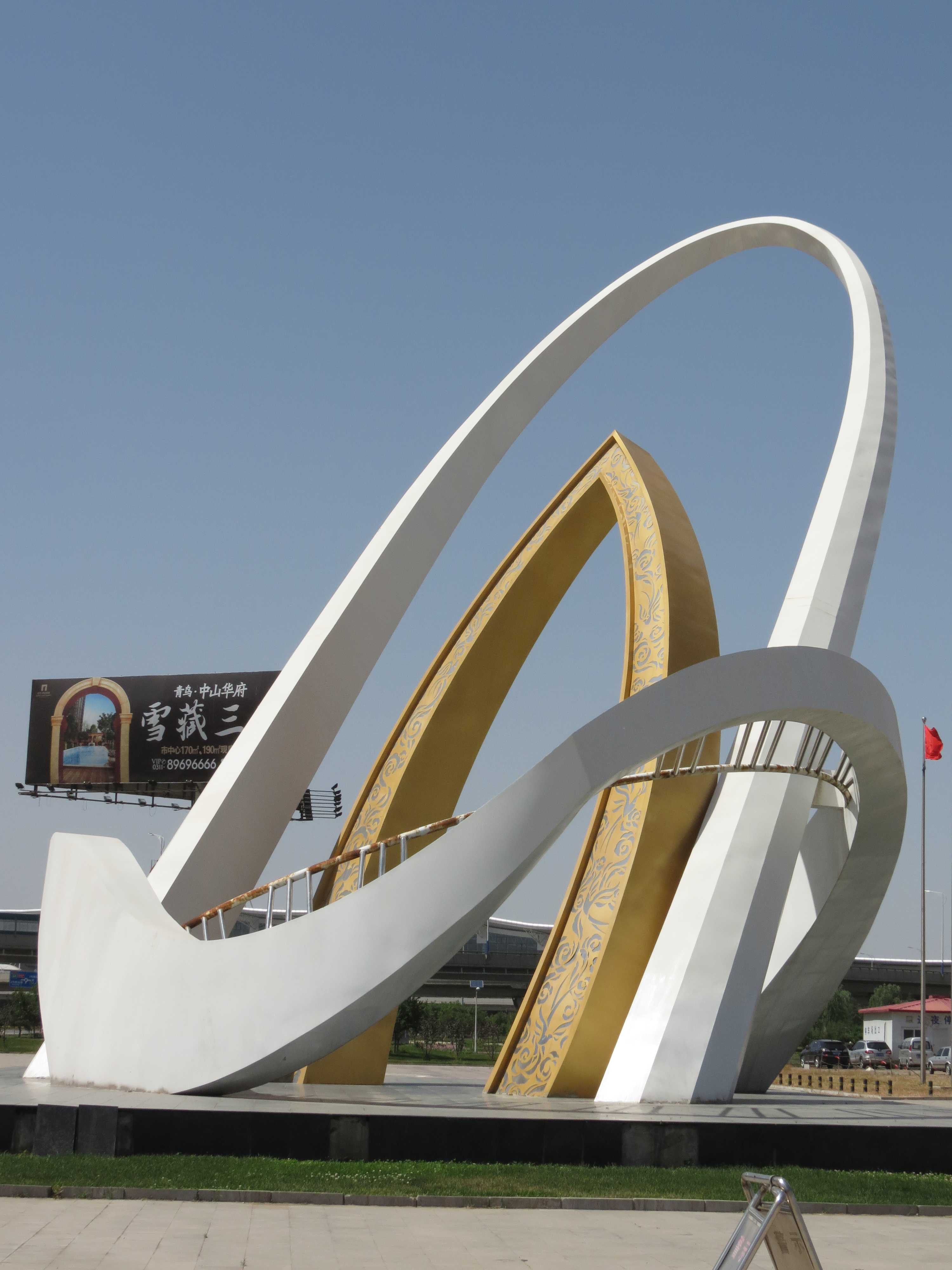 機場大型雕塑，不銹鋼機場雕塑，不銹鋼廣場景觀