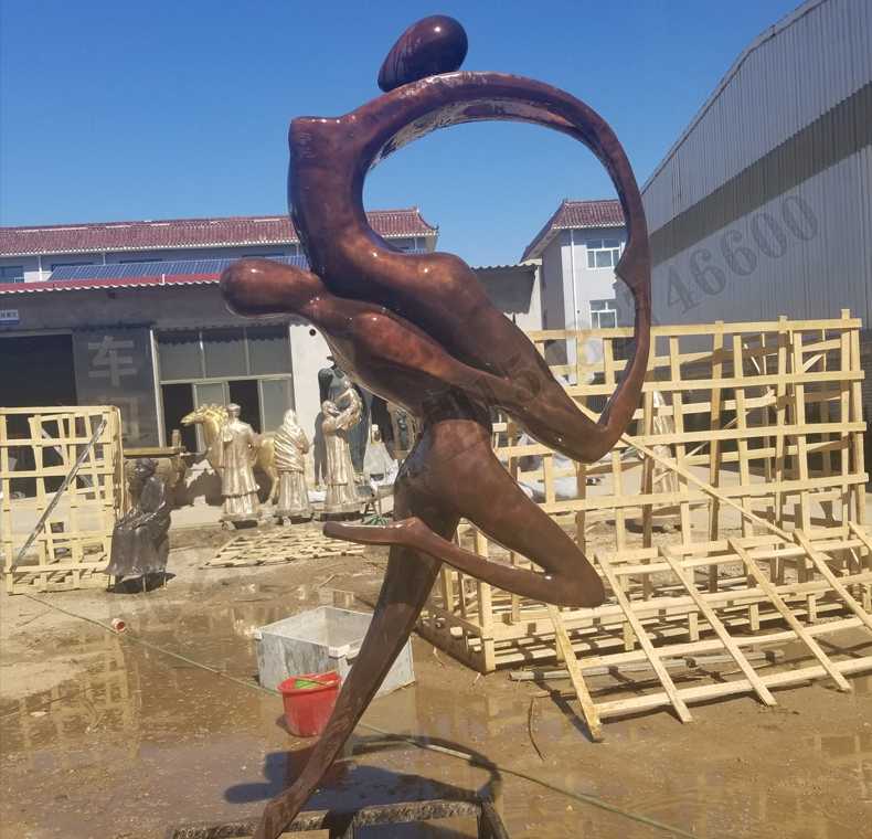 抽象舞蹈人物銅雕塑，銅男女跳舞雕塑，抽象銅人物雕塑