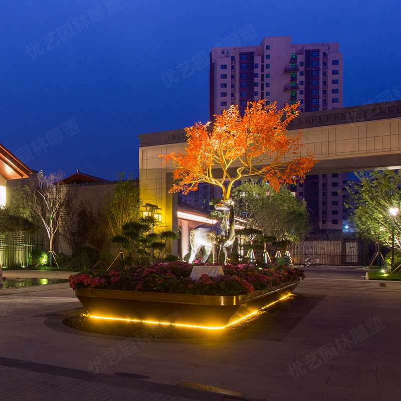 不銹鋼鹿，不銹鋼雕塑廠家，定制不銹鋼雕塑