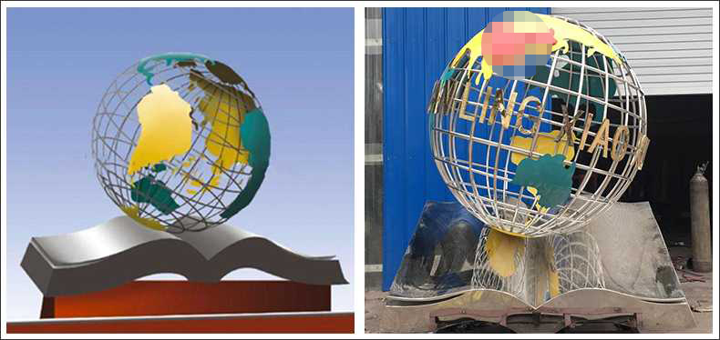 不銹鋼地球，景觀地球雕塑，學(xué)校地球儀擺件