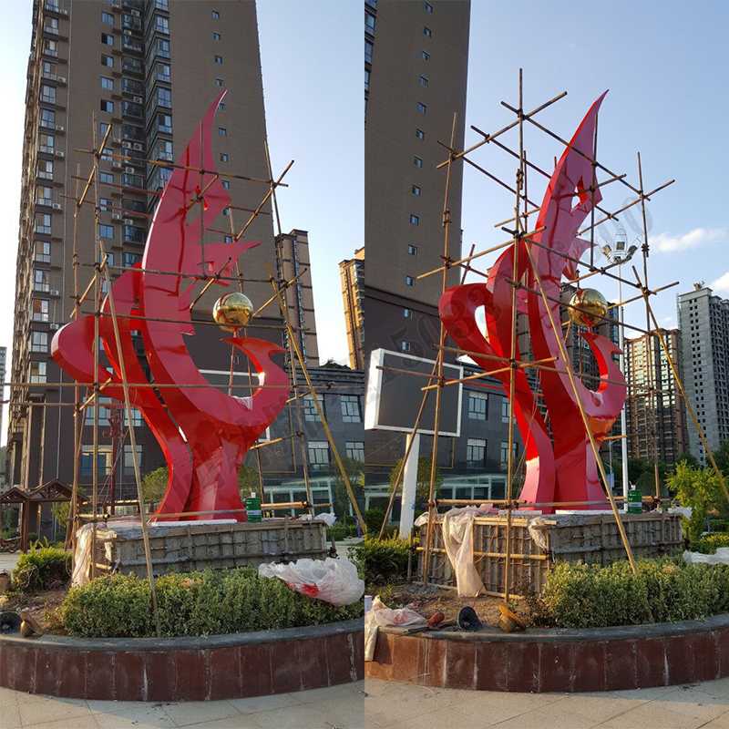 大型不銹鋼景觀雕塑，室外大型景觀雕塑，廣場不銹鋼標(biāo)志