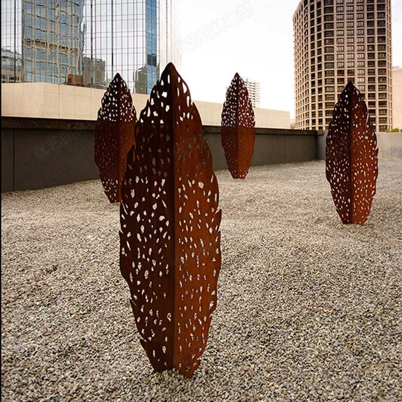 耐候鋼雕塑，耐候鋼樹葉雕塑