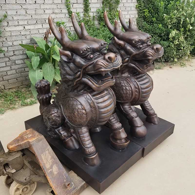 銅麒麟雕塑，銅麒麟擺件，鎮(zhèn)宅風(fēng)水麒麟