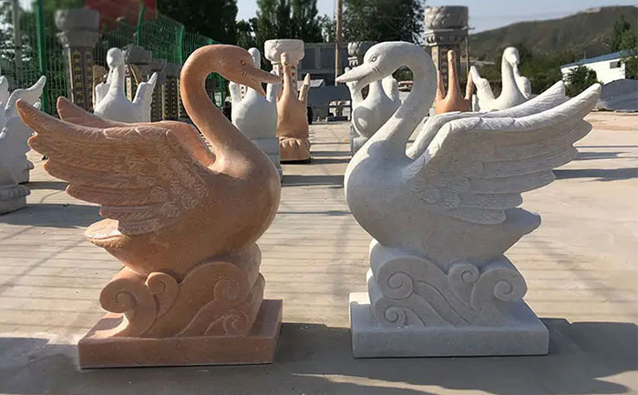 漢白玉石雕天鵝景觀雕塑